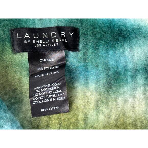 Laundry By Shelli Segal Green Blue Aqua Print Poncho Wrap One Size - Picture 5 of 7